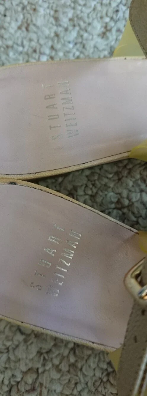 Stuart Weitzman Yellow Jelly Slingback Wedge Sandals with Studded details sz 6.5 - Picture 8 of 13